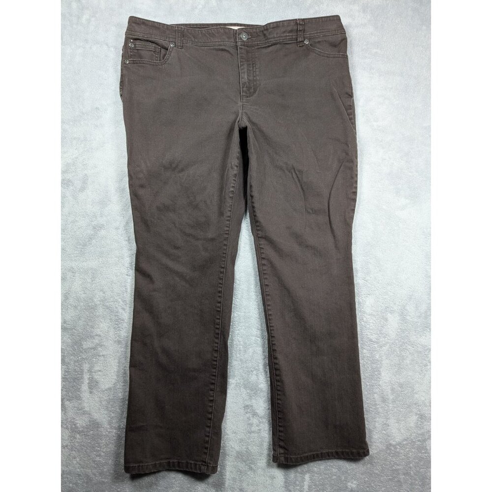 Chicos Jeans Womens Size 3 Short Brown Straight Stretch Casual Mature Minimalist